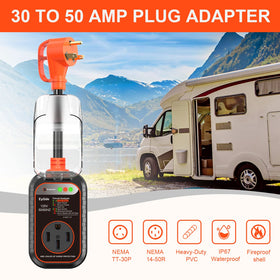 EyGde connected at a campsite illustrating safe shore power hookup for RVs