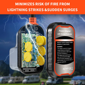 EyGde waterproof cover sealed over adapter protecting surge component outdoors