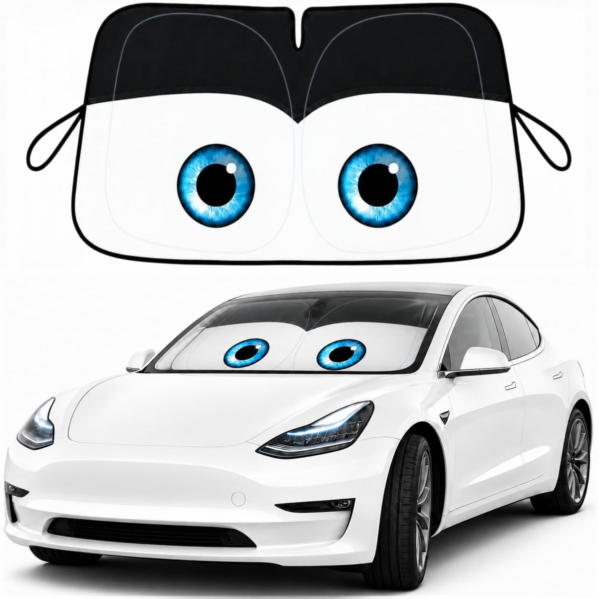 eygeufg front view installed on Tesla Model Y reduces glare