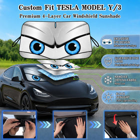 eygeufg installed in Tesla Model Y providing full windshield coverage and privacy