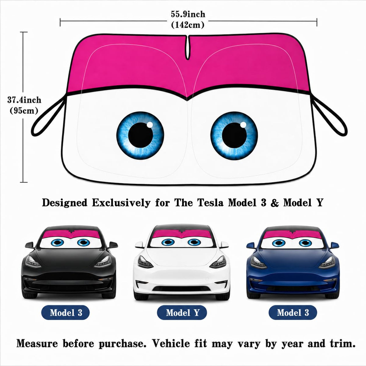 eygeufg side angle showing wide coverage across Model Y/3 windshield protection