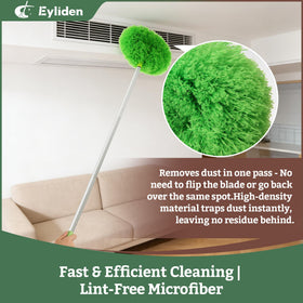 Eyliden extended pole reaching a high ceiling fan to clean safely from the floor