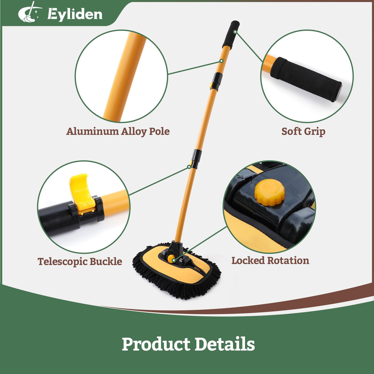 Eyliden next to a hand showing collapsed length for compact storage convenience