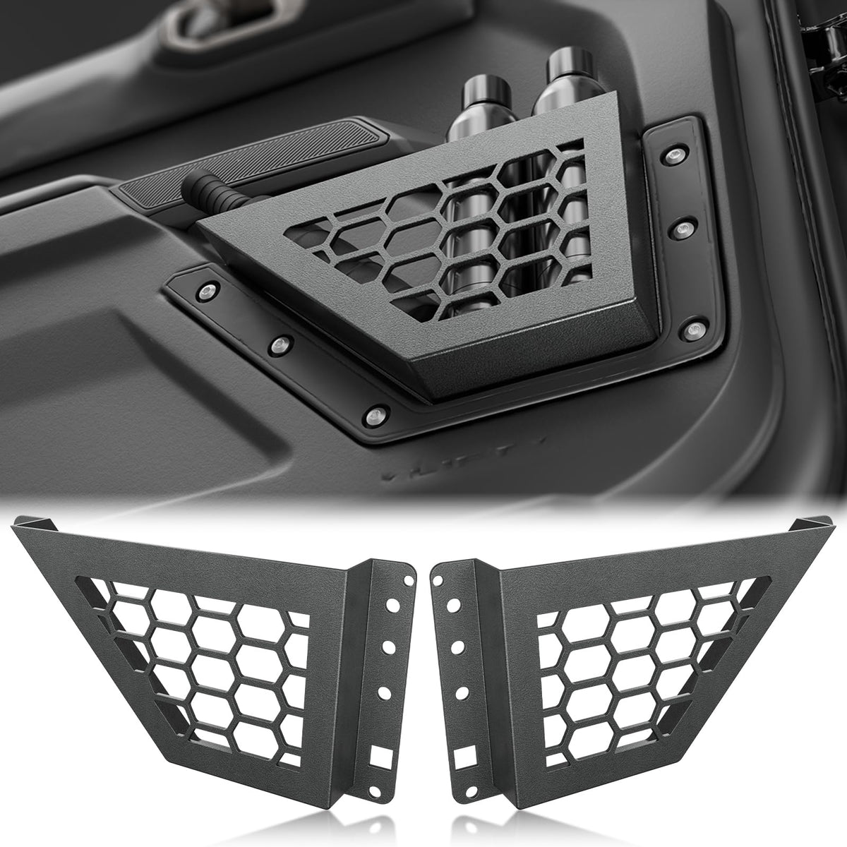 EYOUHZ front view of door storage pockets showing fit and extra storage