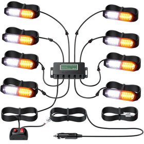 EYPINS front view strobe mounted showing bright white and amber warning light benefit
