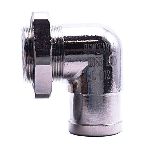 EZ Oil Drain Valve removable L-shape hose end detail with 5/8-inch ID enabling tight-space routing