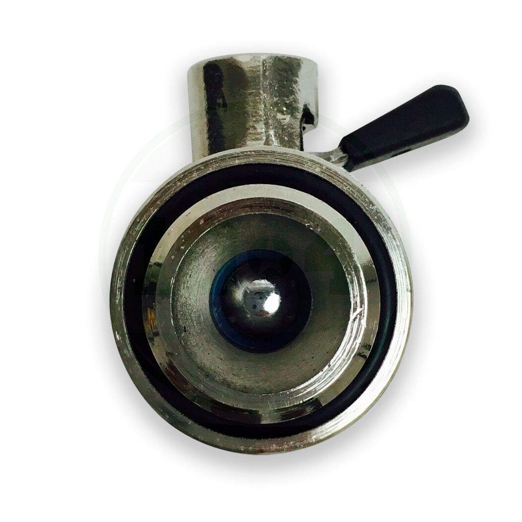 EZ Oil Drain Valve next to ruler and box showing compact size and easy storage