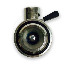 EZ Oil Drain Valve next to ruler and box showing compact size and easy storage