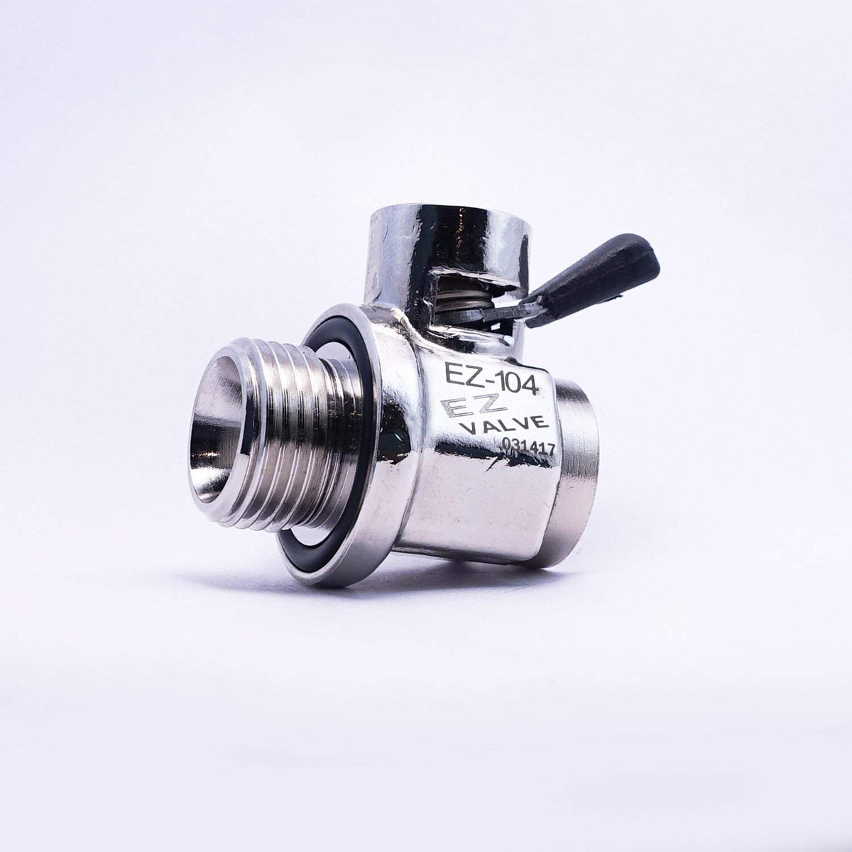 EZ Oil Drain Valve removable straight hose end detail demonstrating clearance and routing flexibility