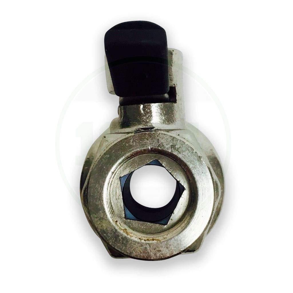 EZ Oil Drain Valve thread close-up displaying 27mm-2.0 thread for secure fit