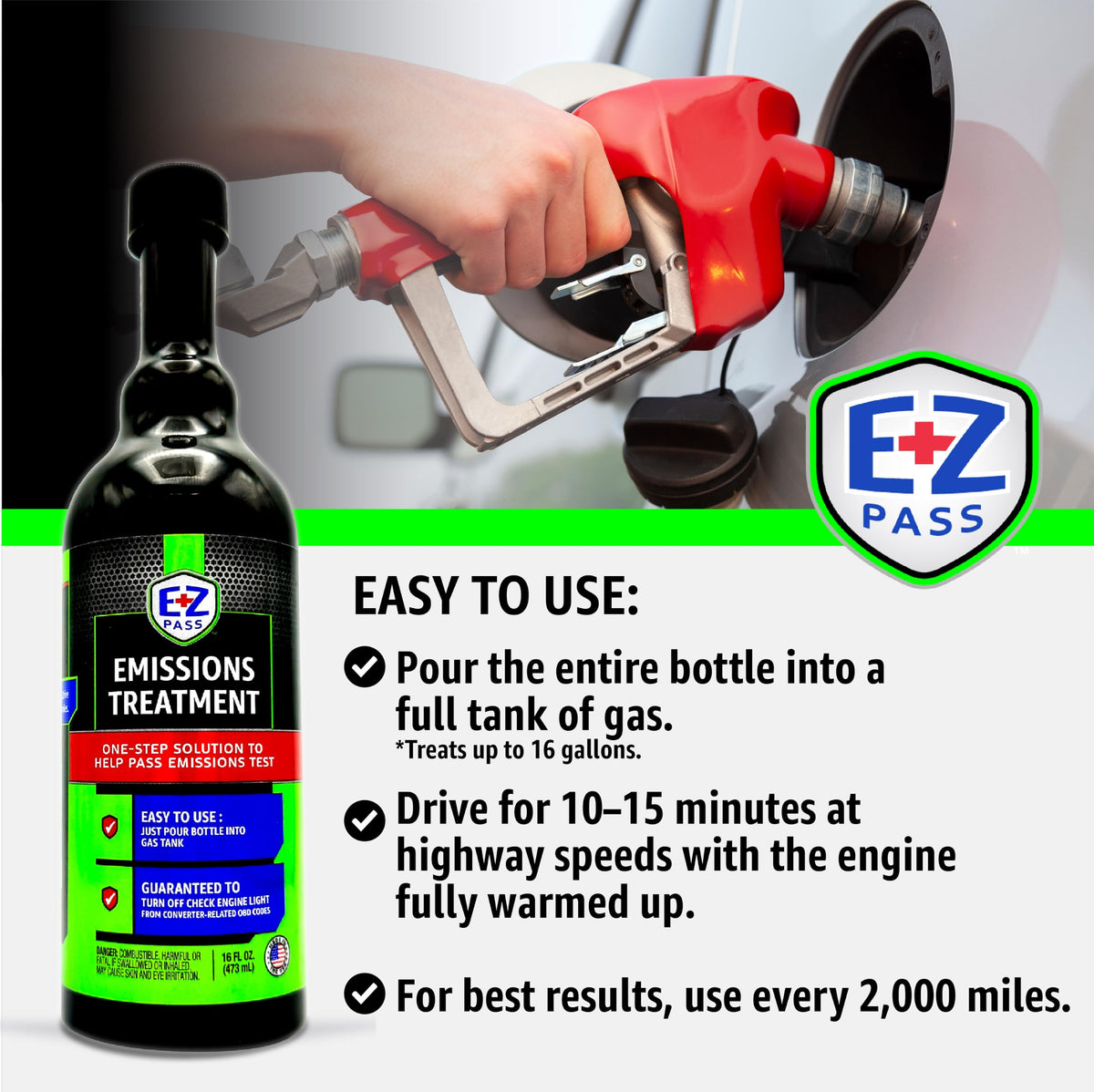EZ PASS bottle next to ruler showing 16 fl oz size for clear scale understanding