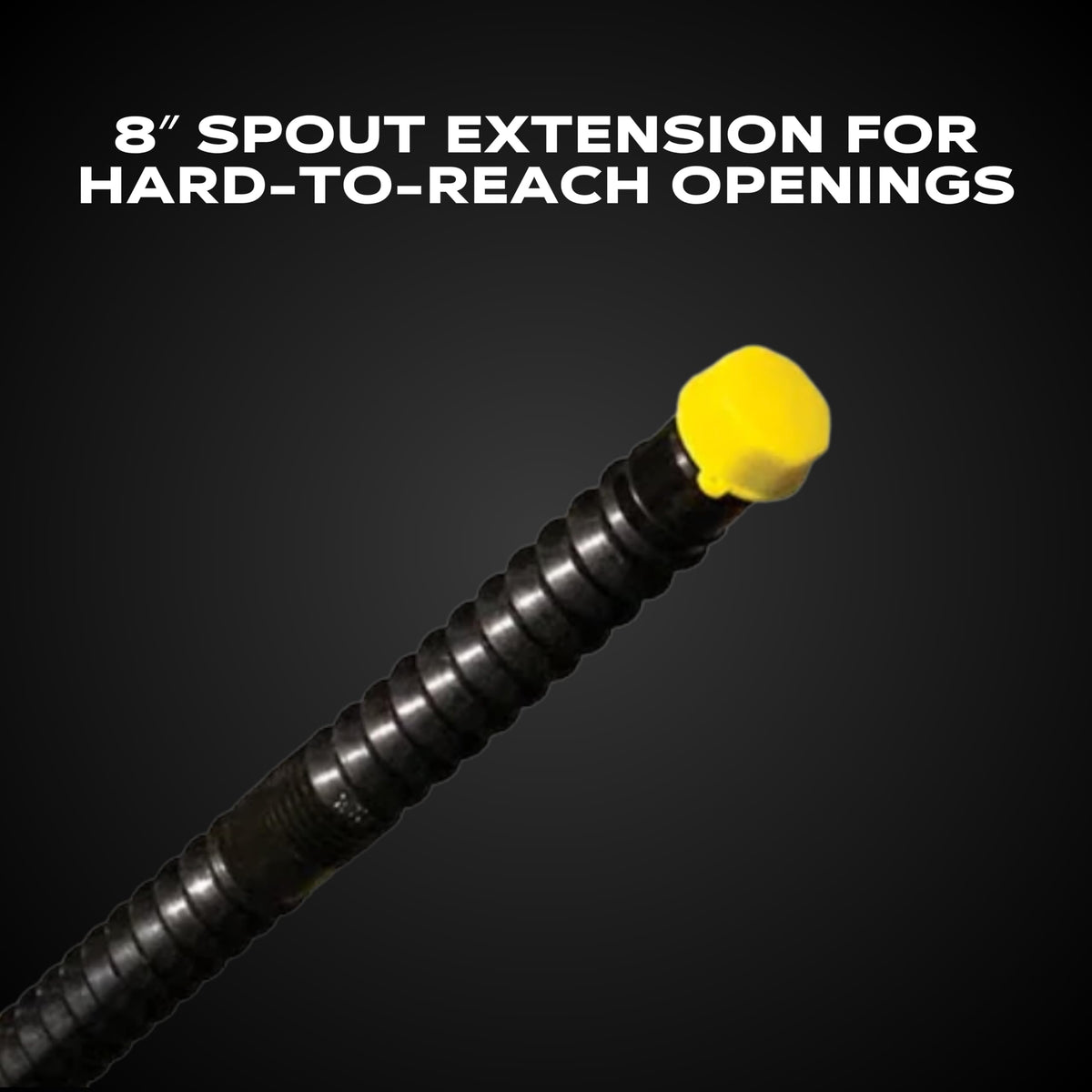 EZ-POUR yellow and black base caps showing threads to fit common jugs securely