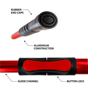 EZRED beside a ruler showing compact 31-inch stowed size