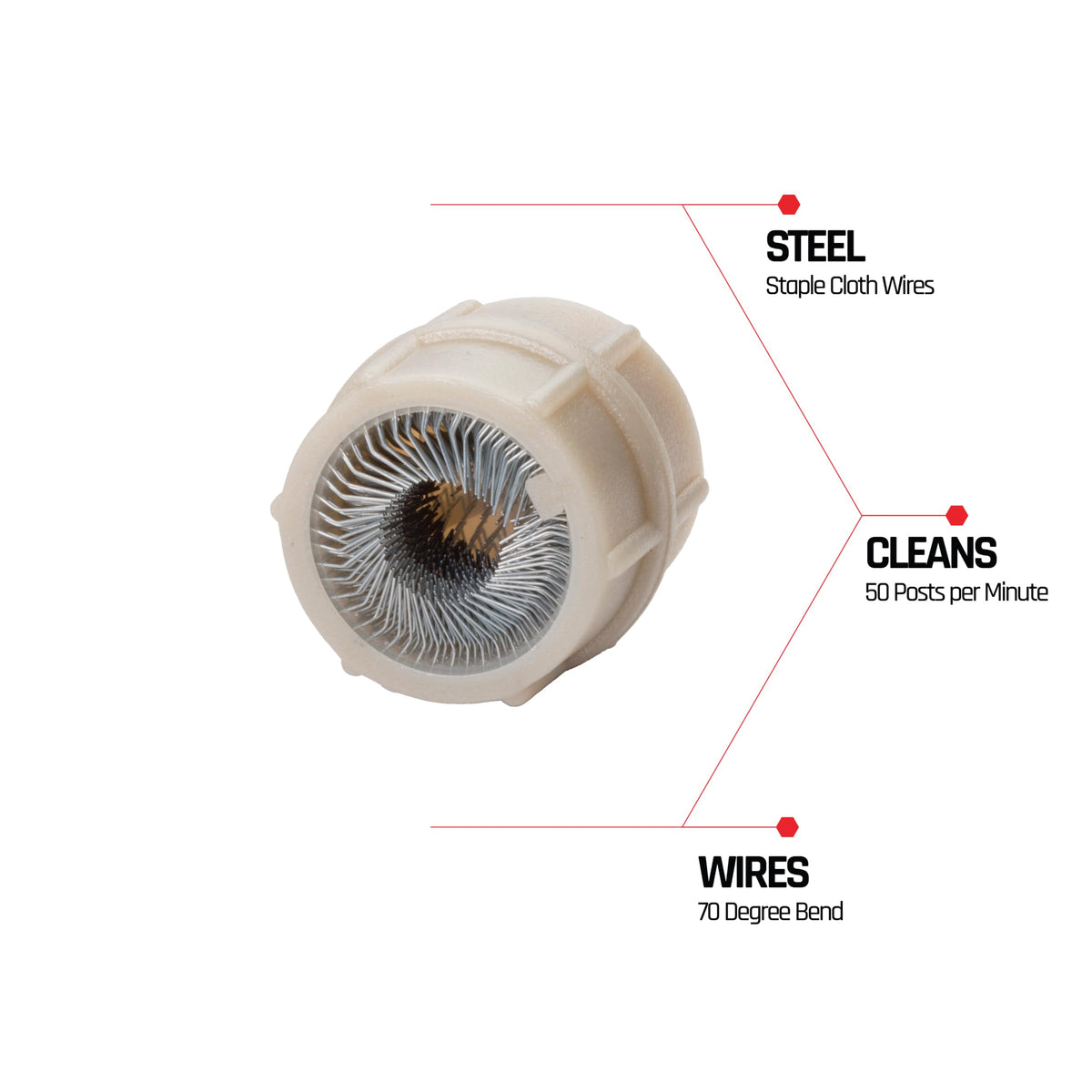 EZ RED close-up of open center illustrating stud clearance and precise contact cleaning