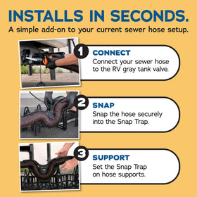EZ RV Solutions Snap Trap beside a ruler to show compact size for storage convenience
