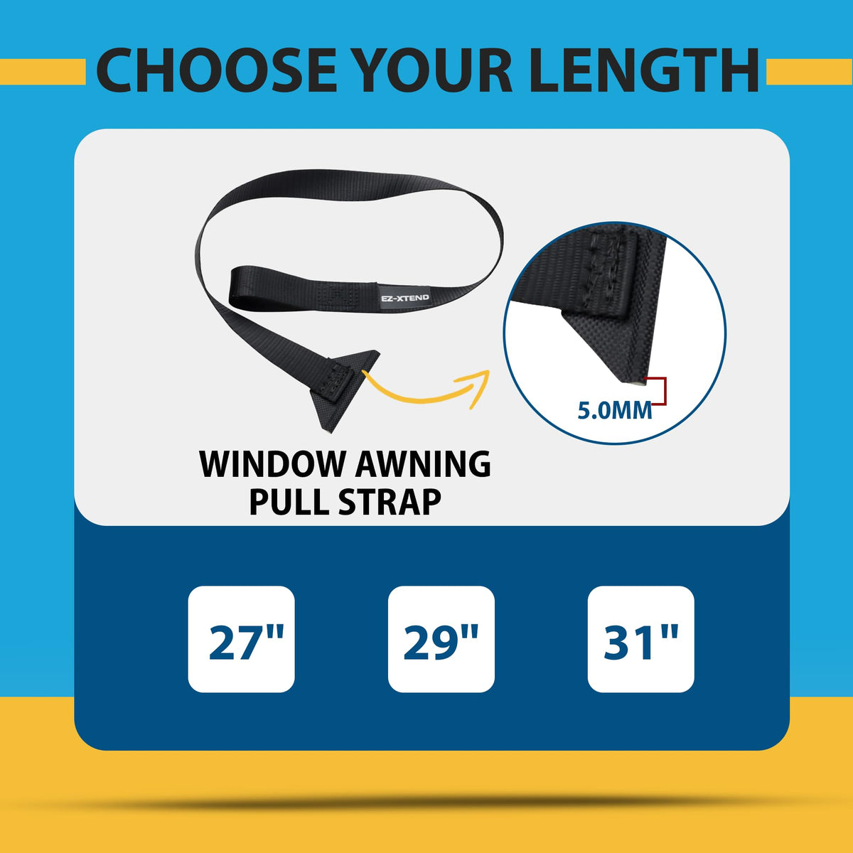 EZ-Xtend strap tucked inside roller channel protecting fabric from wear benefit