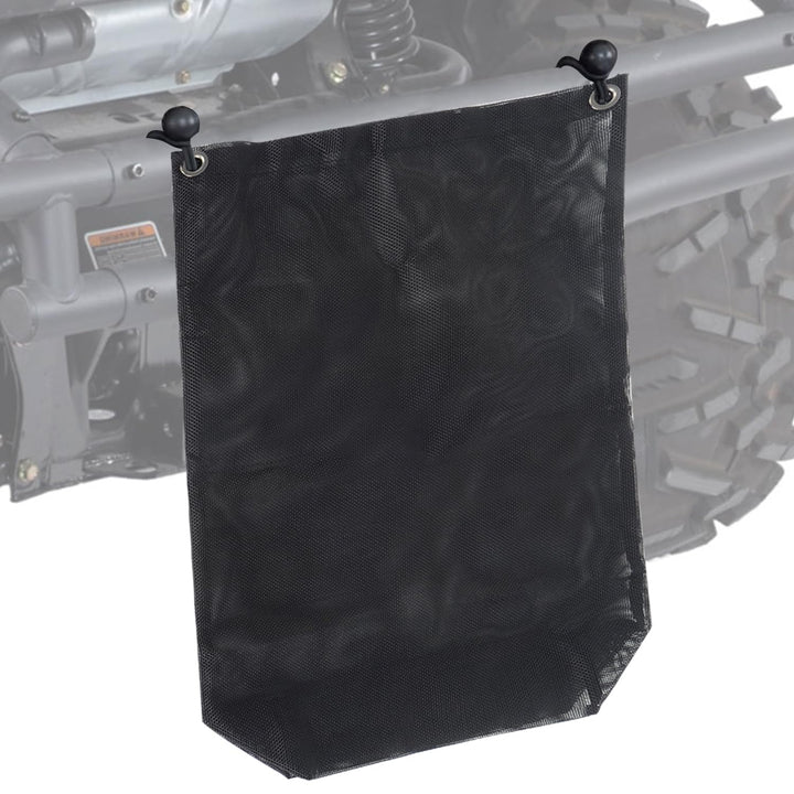 EZAPEX front view mounted on UTV showing tidy trash storage benefit
