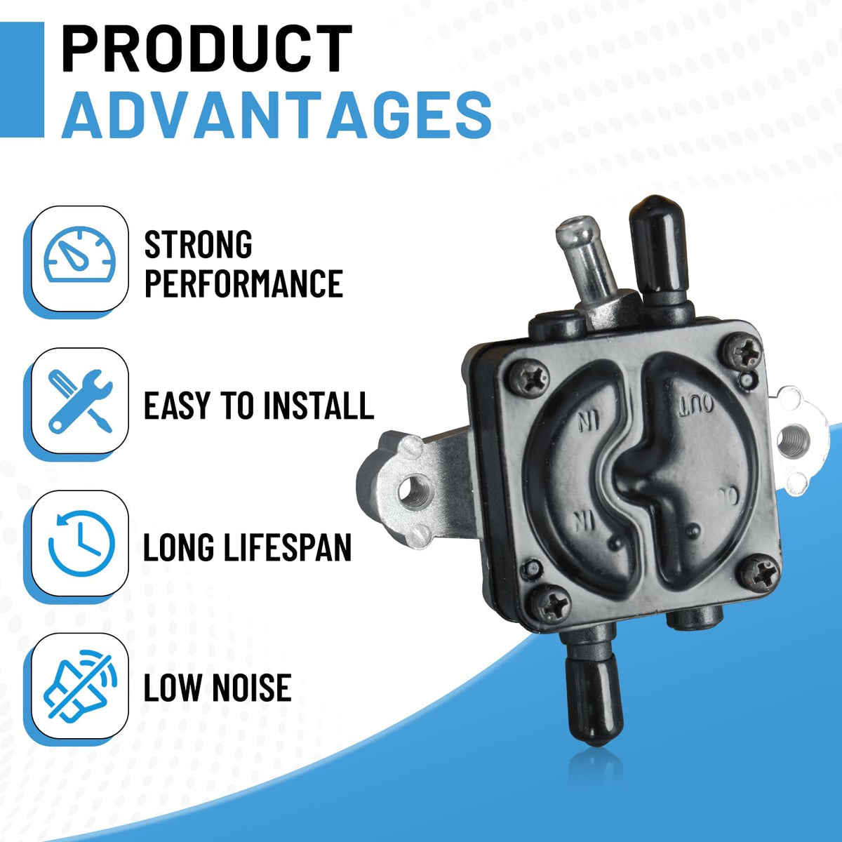 EZAPEX fuel pump close-up of materials and fittings for improved durability