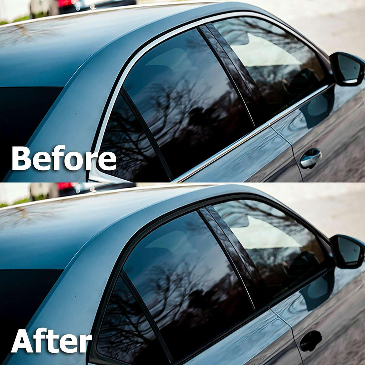 EZAUTO WRAP installed on window trim demonstrating clean black-out benefit