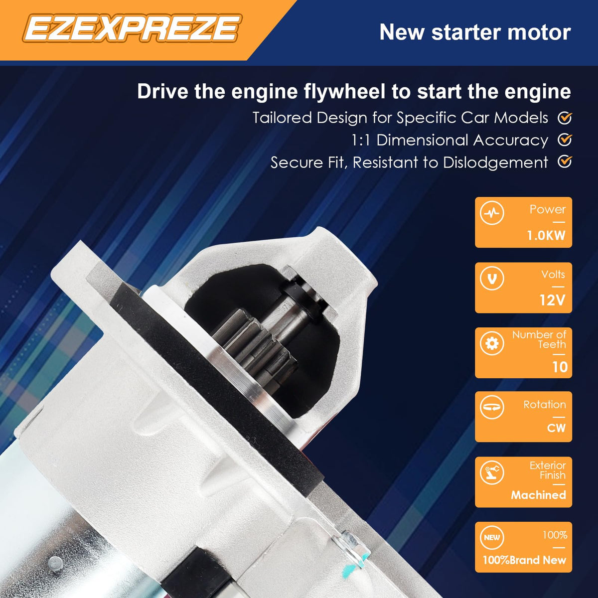 EZEXPREZE gear teeth closeup displaying the 10-tooth pinion for correct engagement