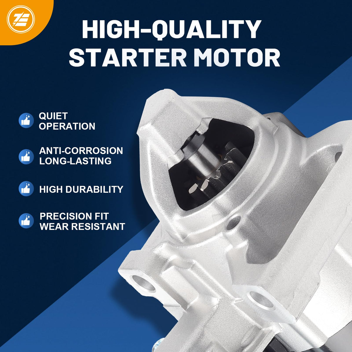 EZEXPREZE starter installed in engine bay demonstrating direct-fit replacement