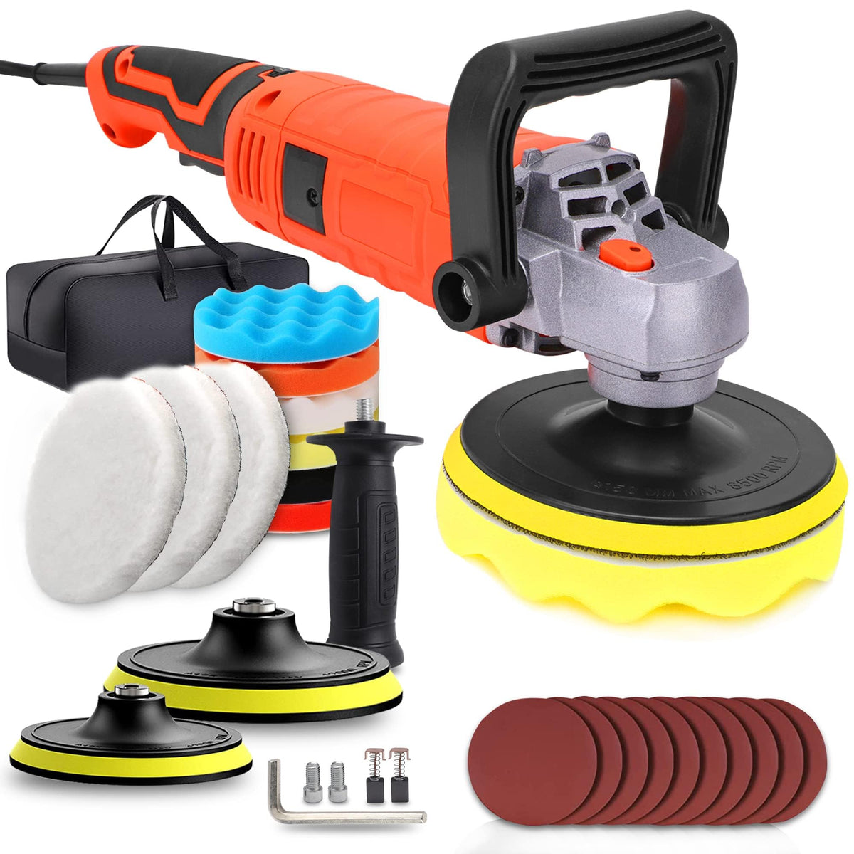 EZISOE rotary polisher front view showing compact body and controls for easy handling