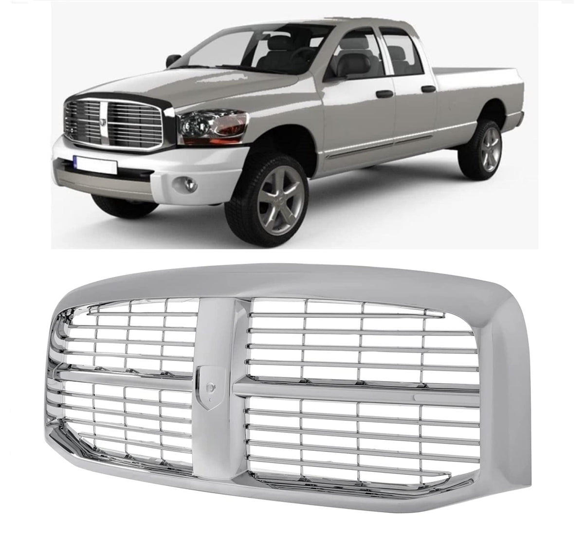 EzMech chrome grille front view showing restored factory appearance and fit