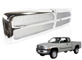 EzMech front grille full view showing chrome frame and mesh restoring truck look