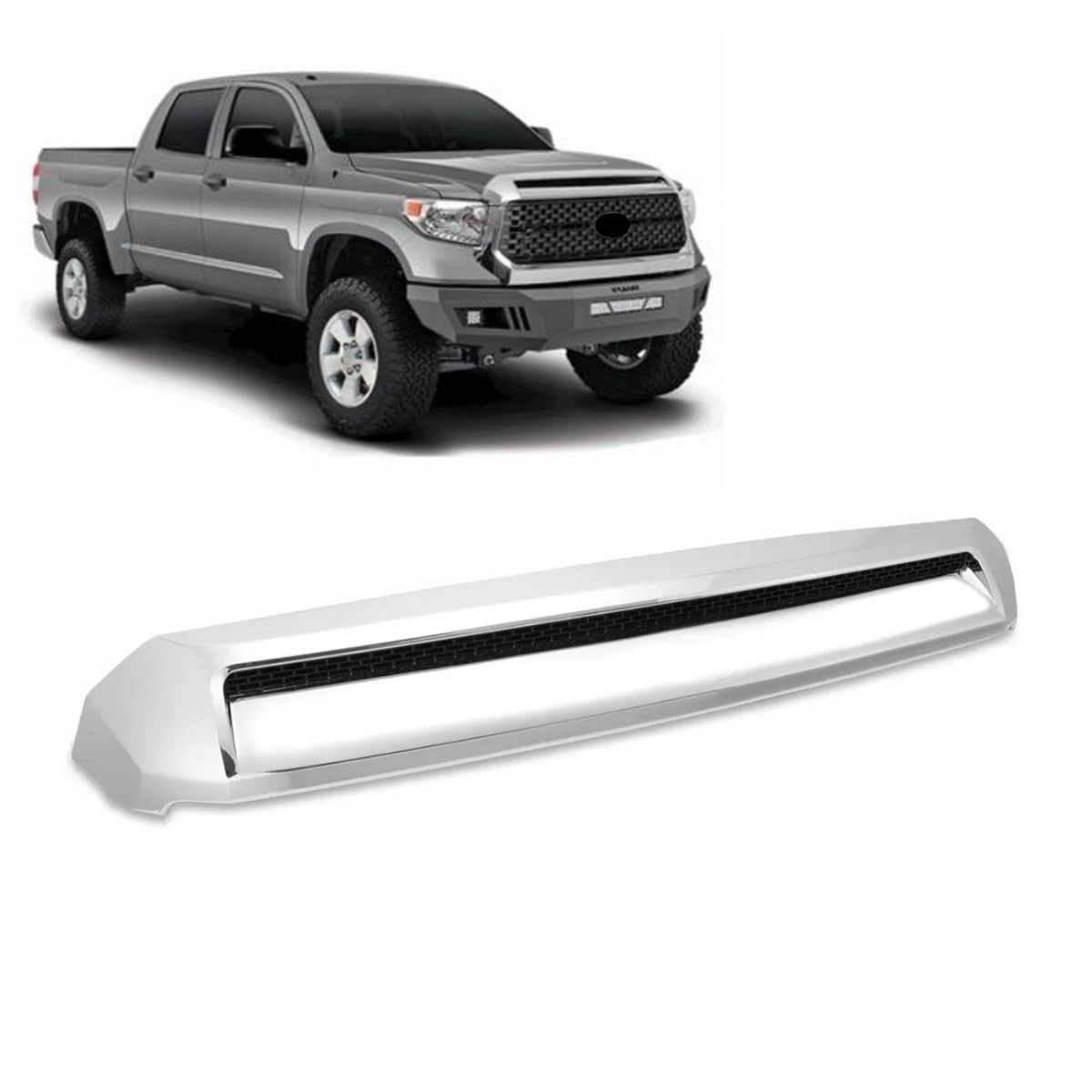 EzMech front view chrome hood scoop molding showing sleek accent and restored appearance