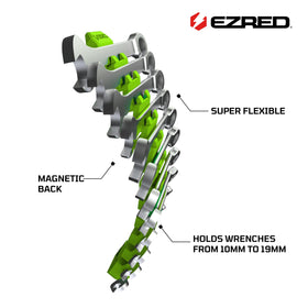 ezred rack flexed around curved metal edge demonstrating non-marring protection