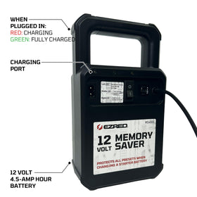 EZRED MS4000 connected in a car, keeping dash and radio settings intact while swapping battery