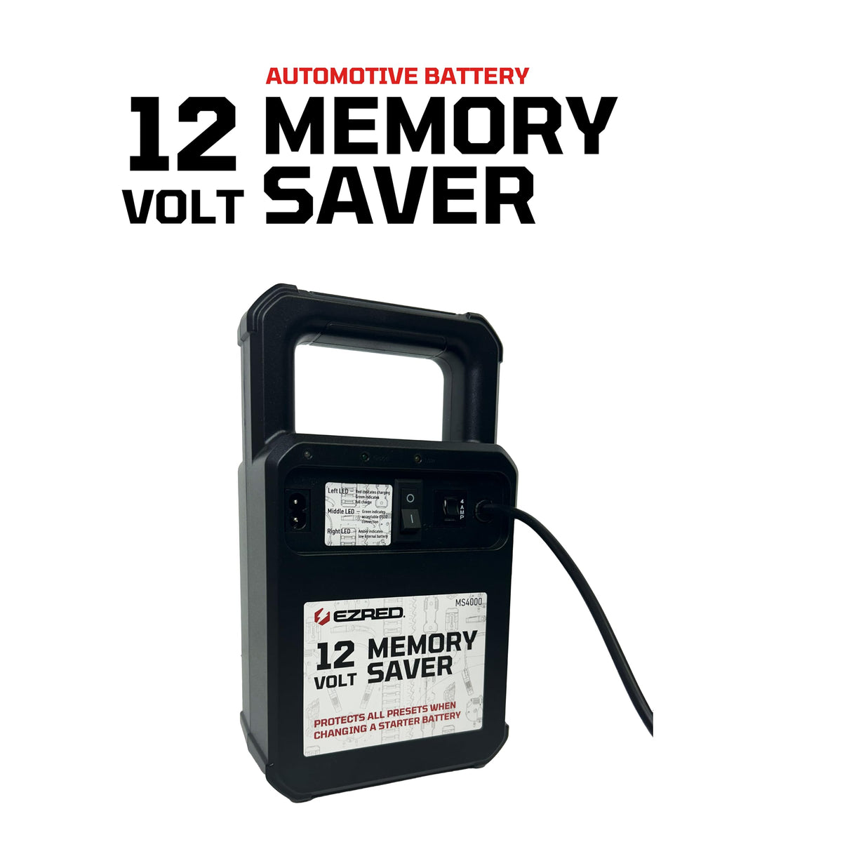 EZRED MS4000 OBDII connector plugged in, preserving vehicle settings during service