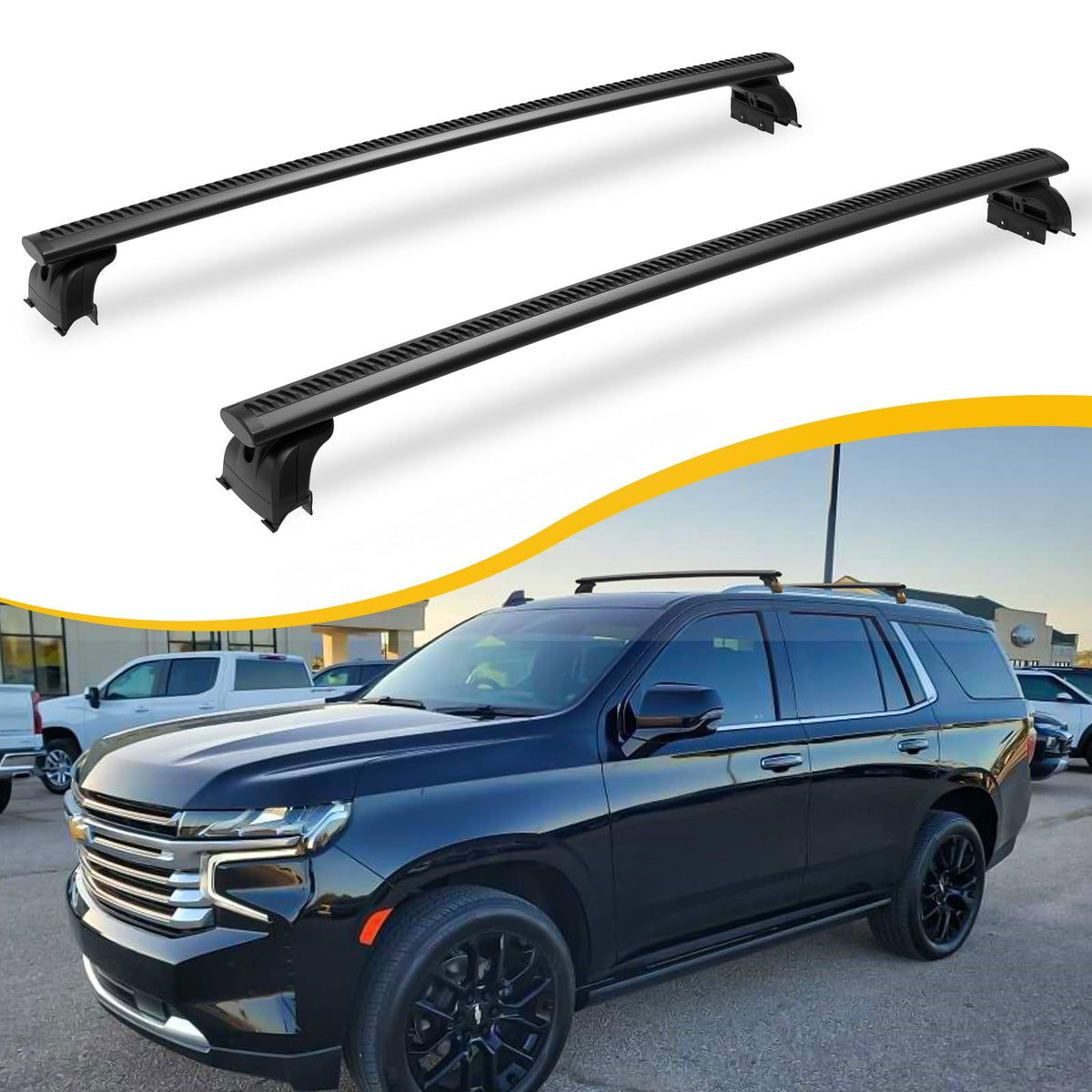 EZREXPM front view cross bars installed showing secure roof fit benefit