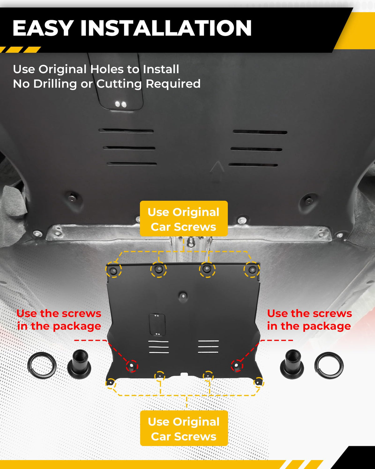 EZREXPM package contents with screws and washers for straightforward installation