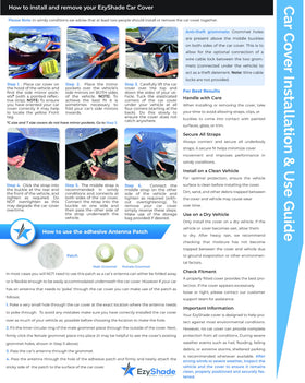 EzyShade cover on parked car illustrating size A2 fit and outdoor protection