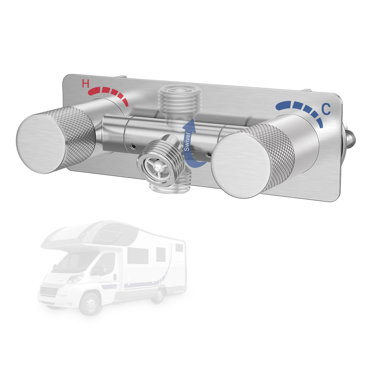 F-pianwe front view brushed nickel valve showing modern aesthetic and durability
