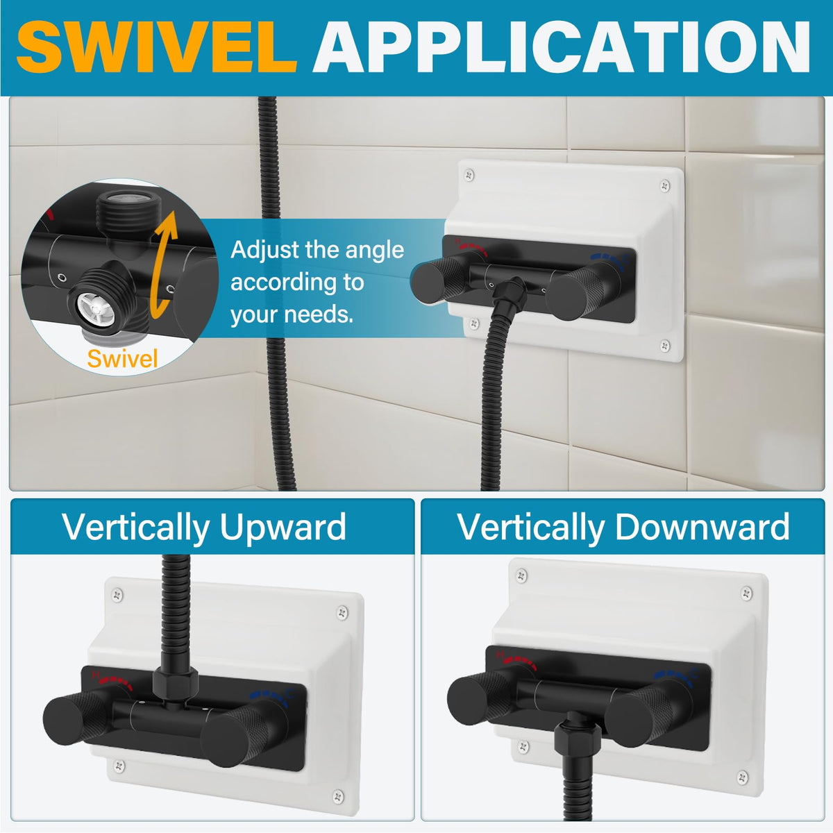 F-pianwe valve mounted in camper shower demonstrating compact installation and style