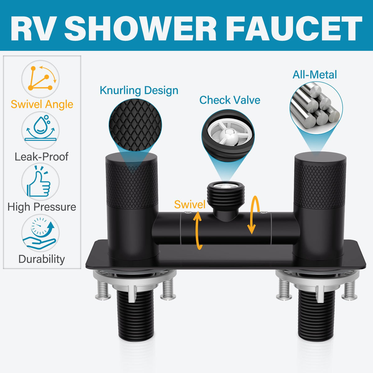 F-pianwe side profile highlighting 2.48-inch depth to save RV shower space