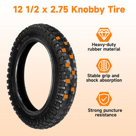 FVRITO knobby tread close-up showing deep blocks for improved off-road grip
