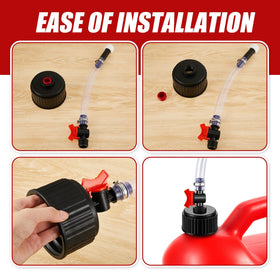 Fabbay hose attached while refueling an ATV for quicker, cleaner fill benefit