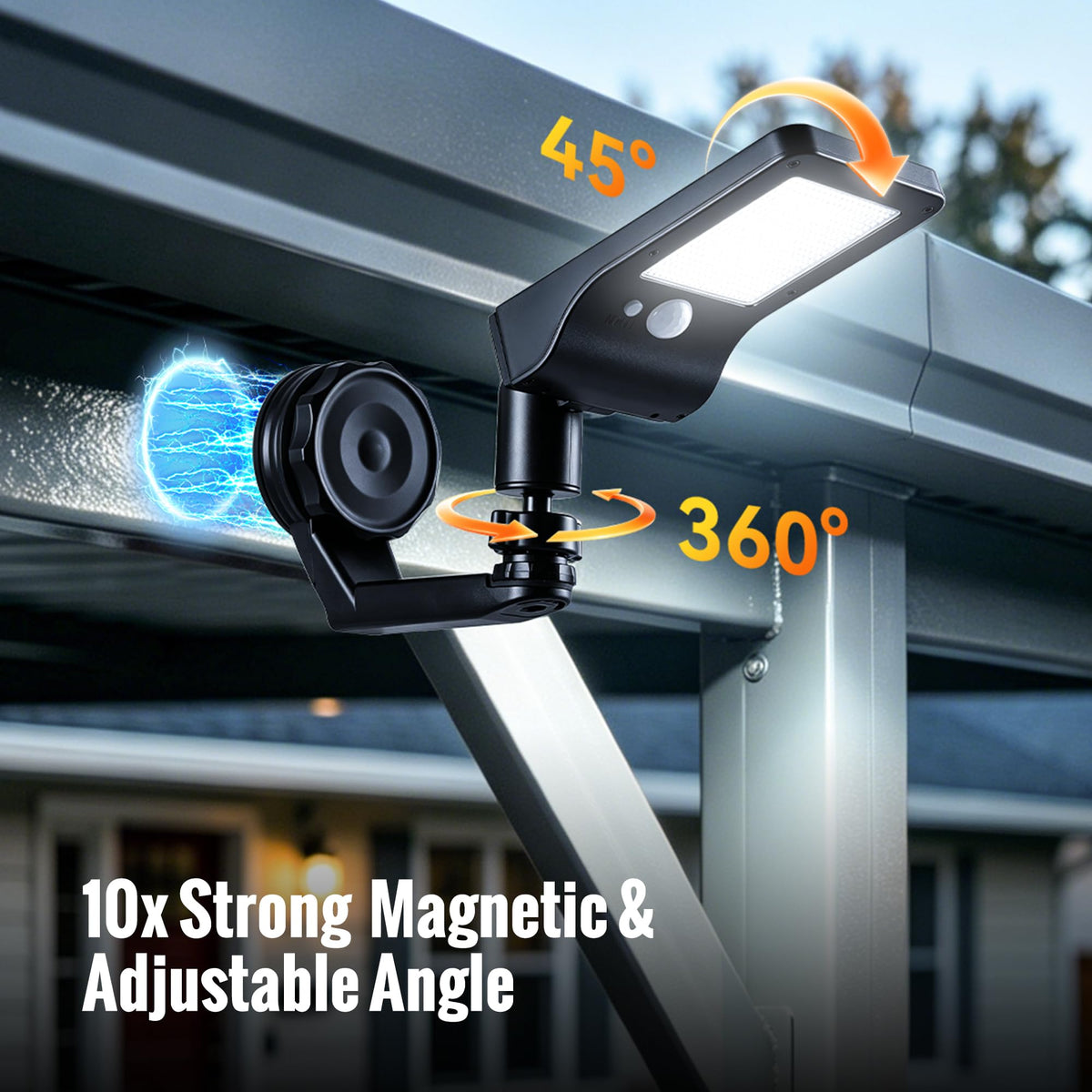 FabStyl solar panel close-up on adjustable arm, improves sun exposure charging
