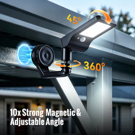FabStyl solar panel close-up on adjustable arm, improves sun exposure charging