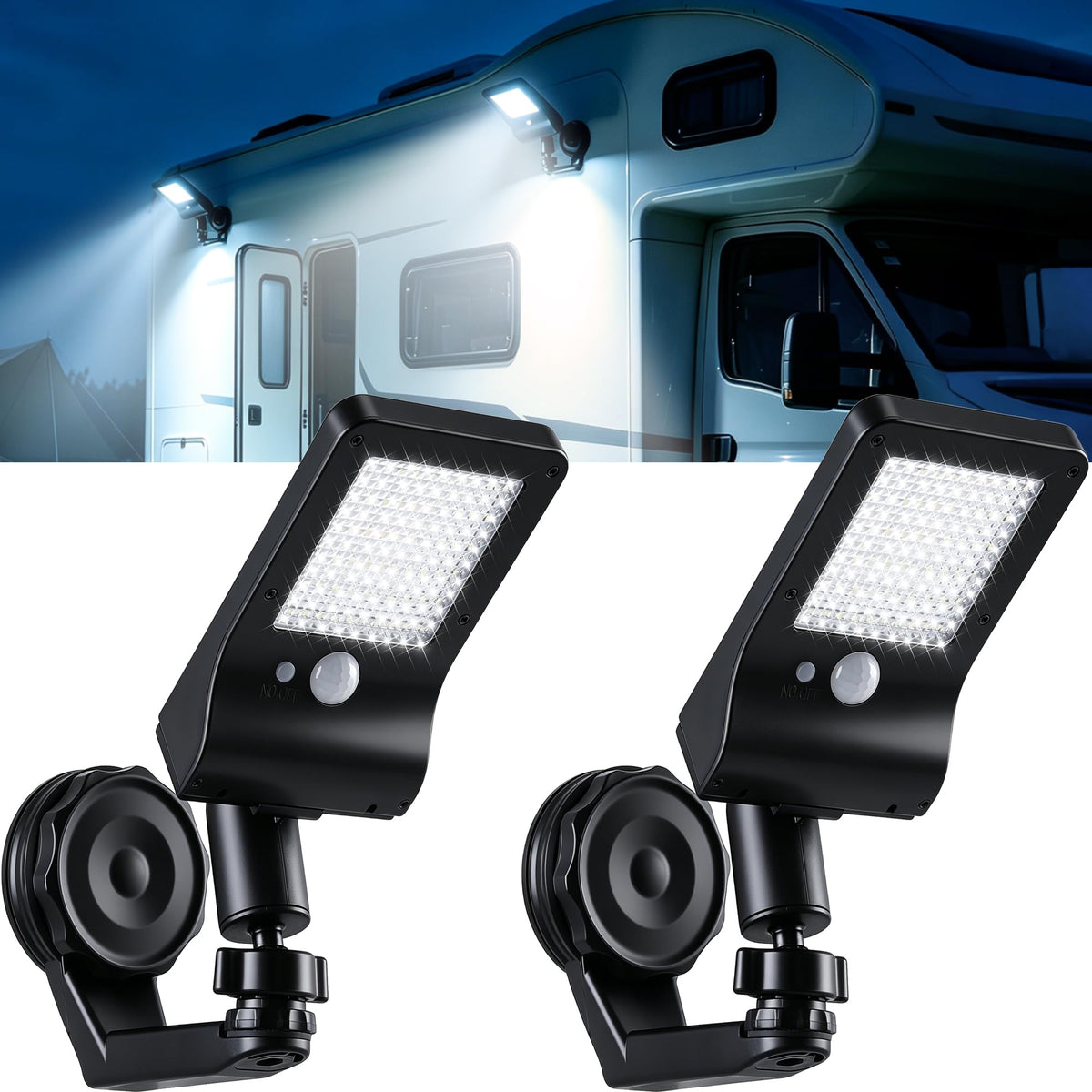 FabStyl front view showing two lights and packaging, highlights easy install benefit