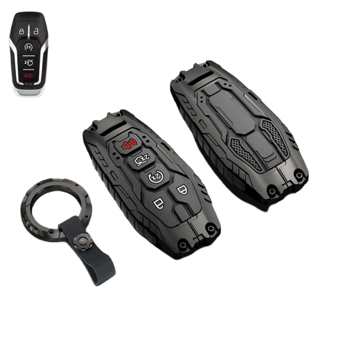 facaizhu front-facing fob shell showing sleek black finish and protection