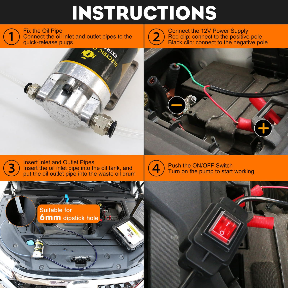FACFUEL pump extracting oil from a car engine in a driveway for fast on-site maintenance