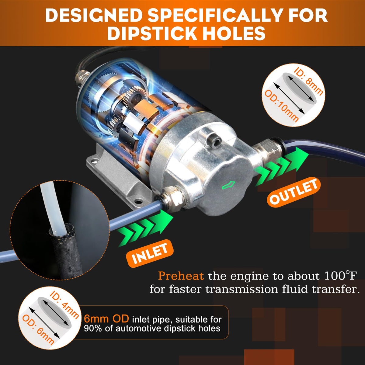 FACFUEL close-up of pure copper motor and metal housing highlighting durable reliable power