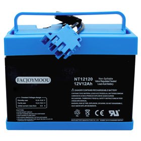 FACJOYMOOU front packaging of 12V 12AH battery showing ready use benefit