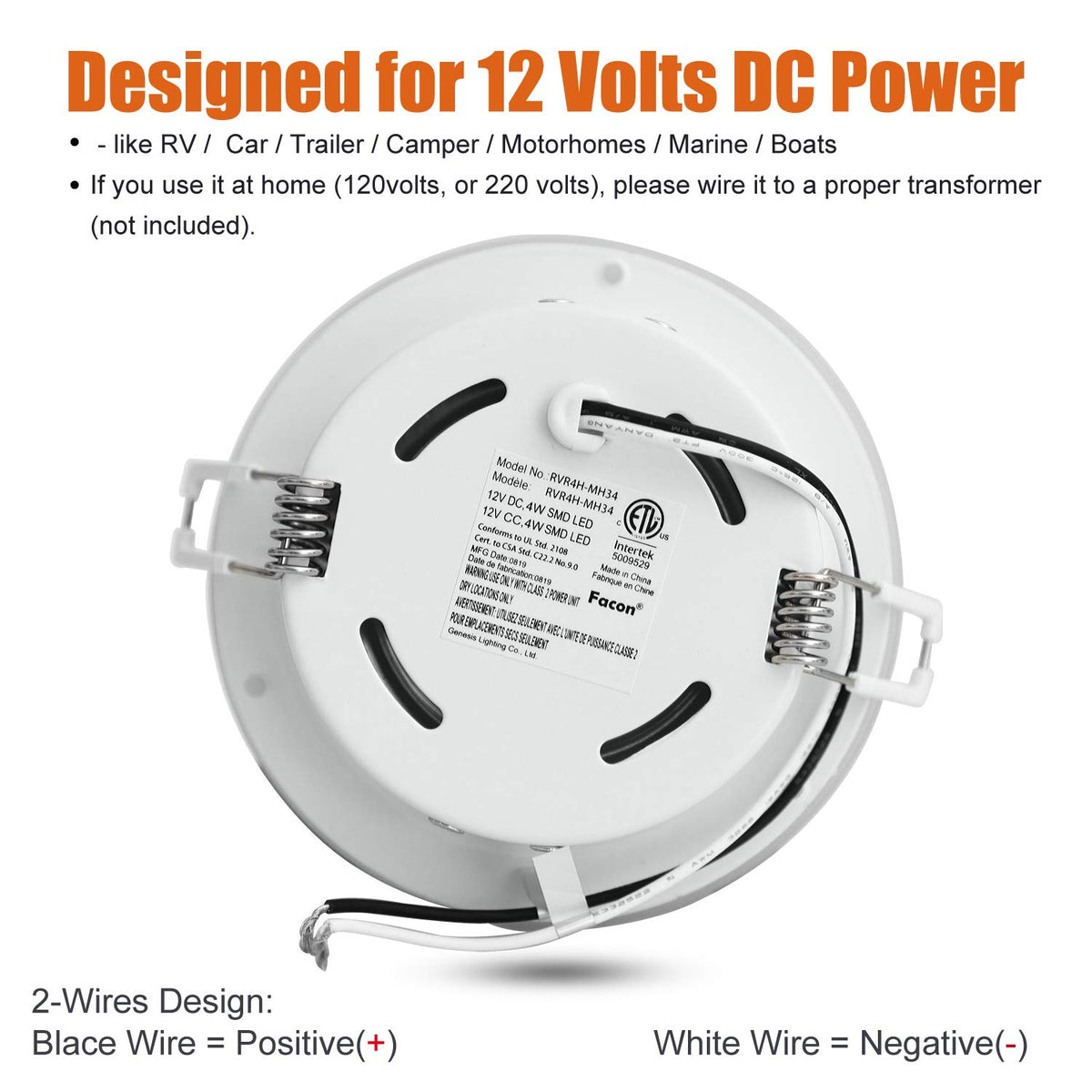 Facon puck light aluminum housing base showing heat-dissipating metal and durability benefit longer life