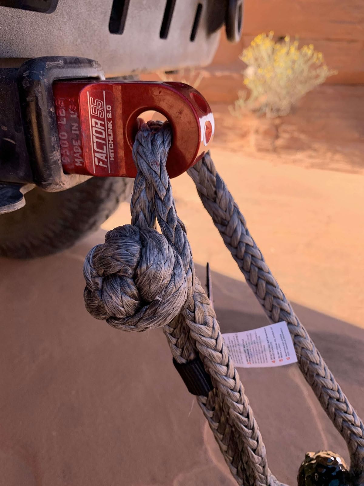 Factor 55 Hitchlink in an off-road recovery scene demonstrating reliable pull point