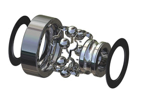 All Factory Links kit components arranged to show bearings, seals, and spacers for straightforward installation benefit